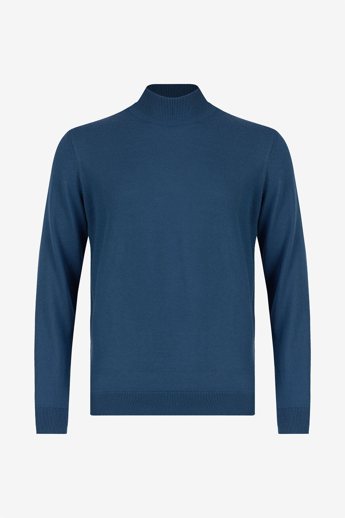 W Collection Mavi Basıc Yarım Balıkçı Triko