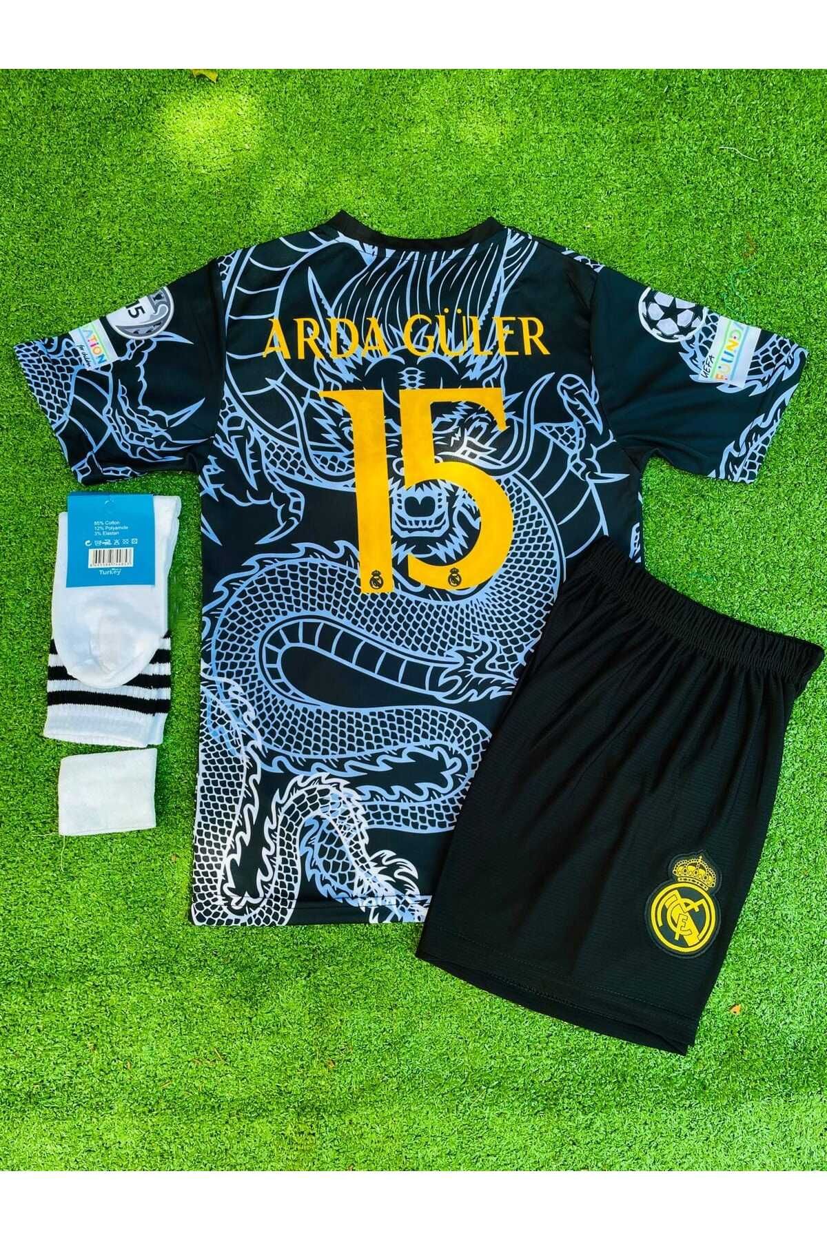 BYSPORTAKUS Real M.a.d.r.i.d 2024/25 Sezonu Dragon Desenli A.r.d.a-G.ü.l.e.r Konsept Çocuk Forması 4'lü Set