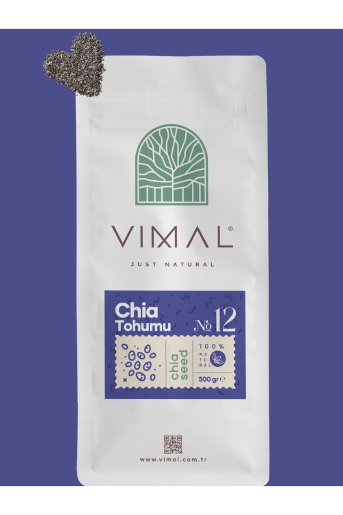 VIMAL Chia Tohumu 500 gr ( Glutensiz, Taze Tohum, Vegan )