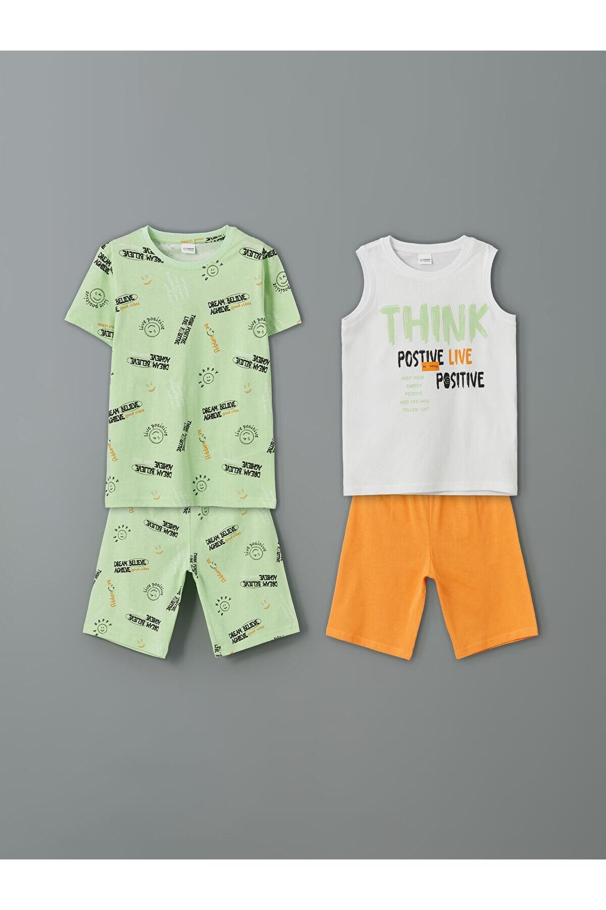 LC Waikiki LCW Kids Bisiklet Yaka Erkek Çocuk Şortlu Pijama Takımı 2'li (S5)