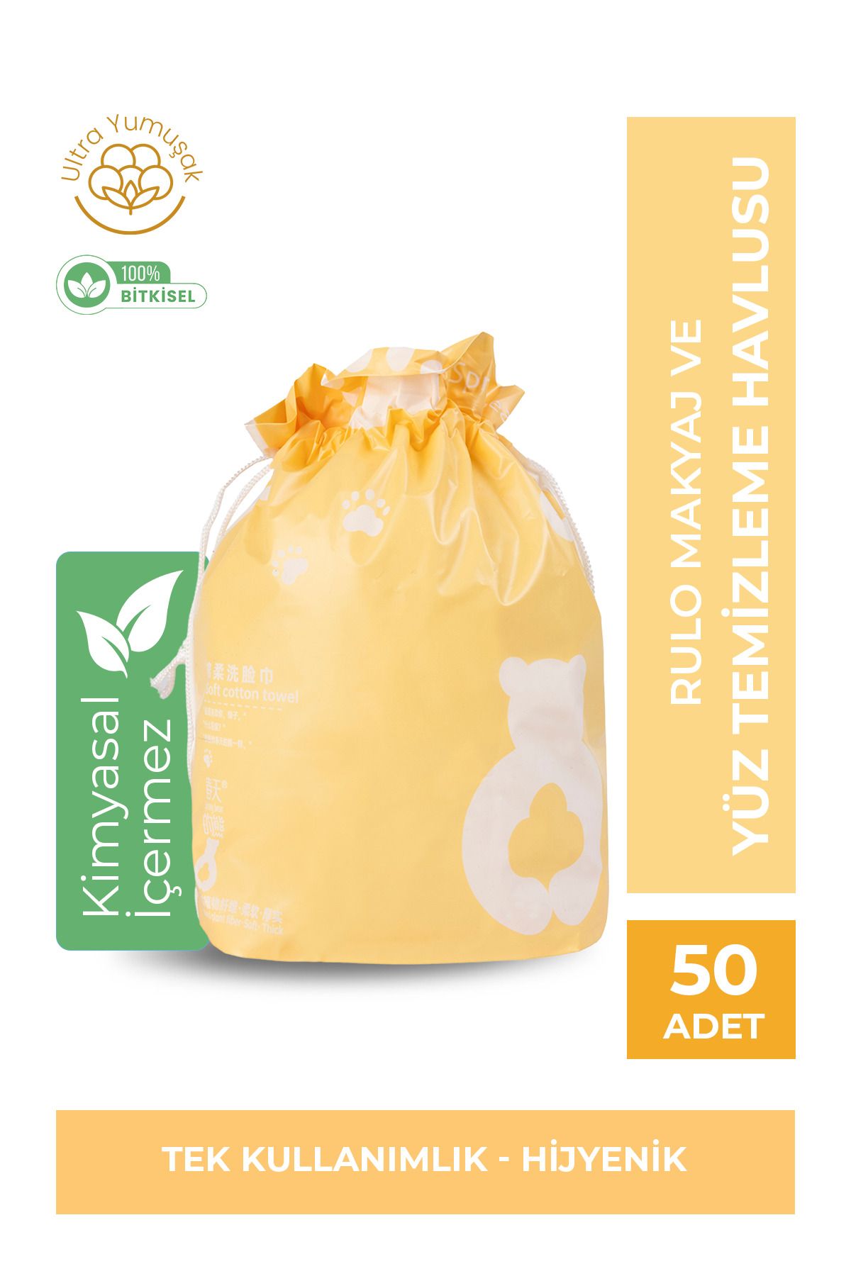 Spring bear Tek Kullanımlık Rulo Makyaj Ve Yüz Temizleme Havlusu 50'li