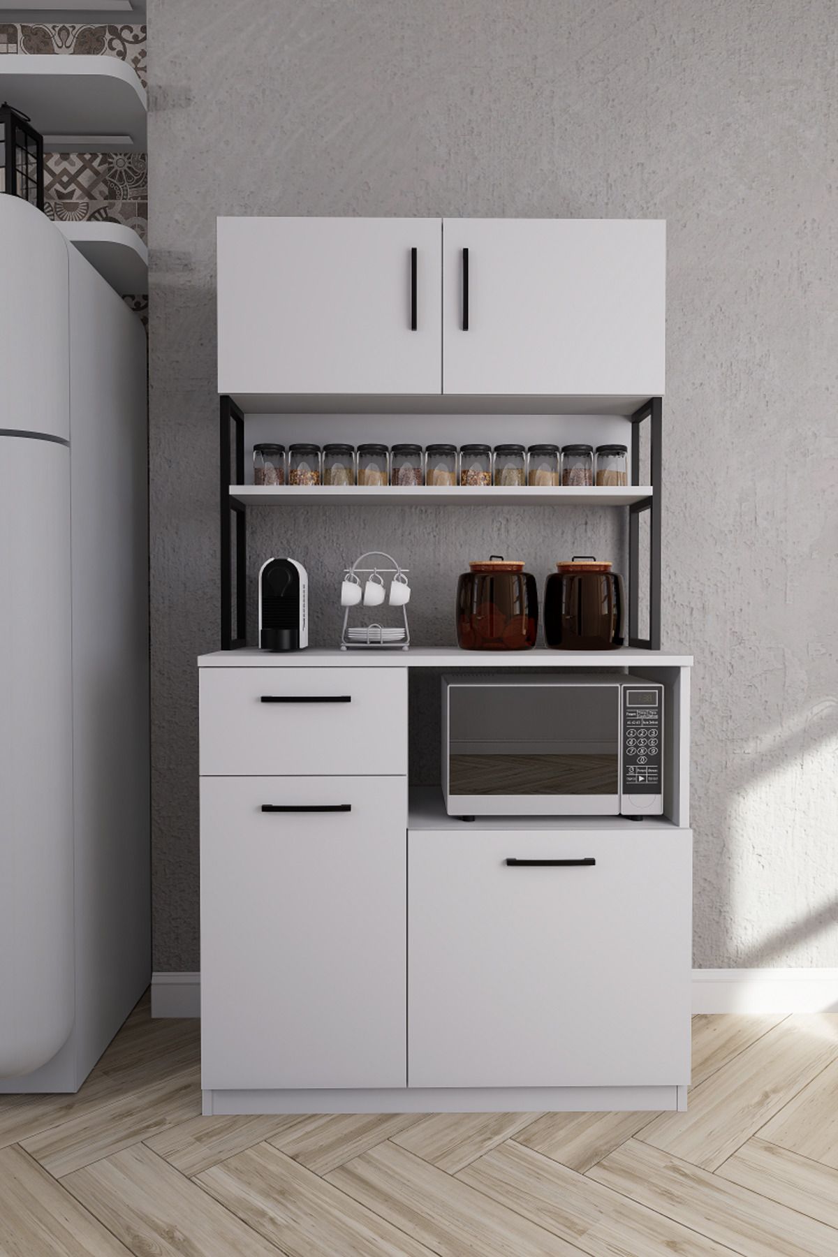 Mirobi Minas Çok Amaçlı Airfry Dolabı Kahve Köşesi Beyaz