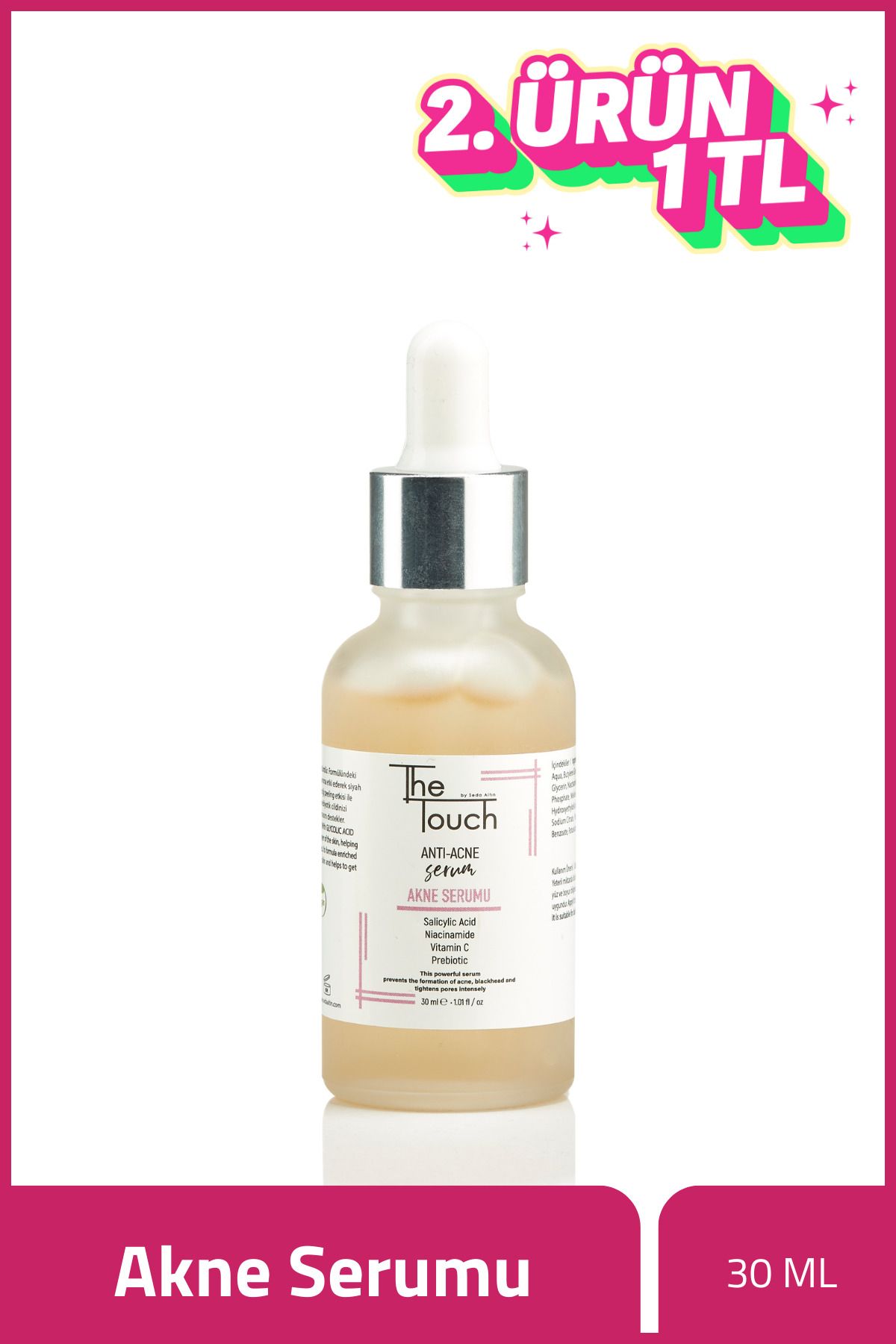 The Touch By Seda Altın Akne Serumu - Anti Acne Serum Salicylic Acid, Niacinamide, Prebiotic Ve C Vitaminli Serum 30 ml
