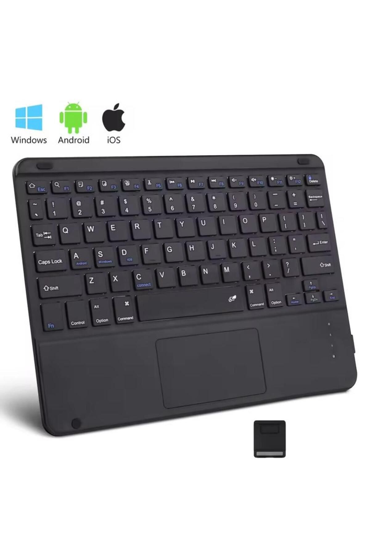 Alstrap Bluetooth Kablosuz Klavye | Touchpadli, Tüm Tablet ve Telefon Uyumlu, iOS Android Windows Destekli