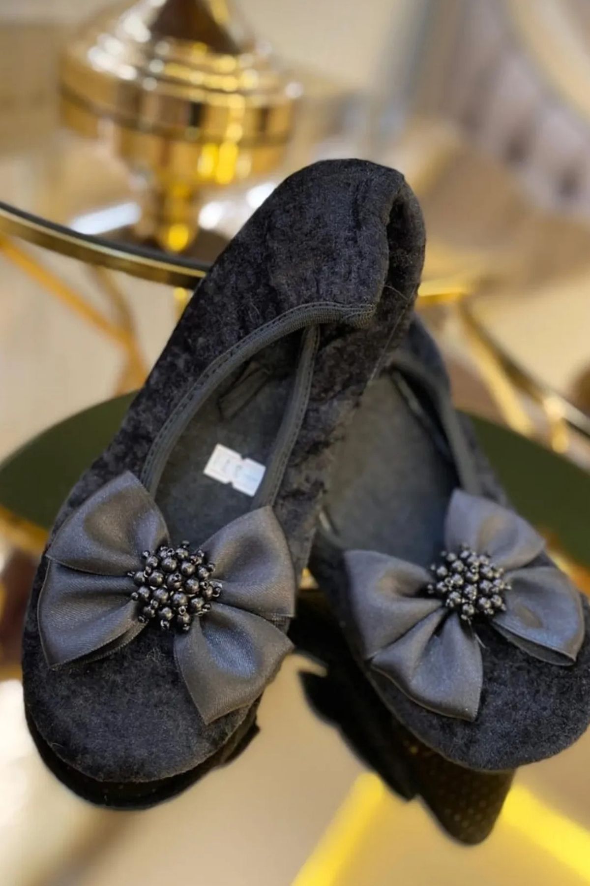 CEYDA SHOES Süslü Kadife Ev,hac, Umre Babeti, Hediye, Günlük Babet,tüylü Babet, Panduf, Patik, Gösteri Pisi Pisi
