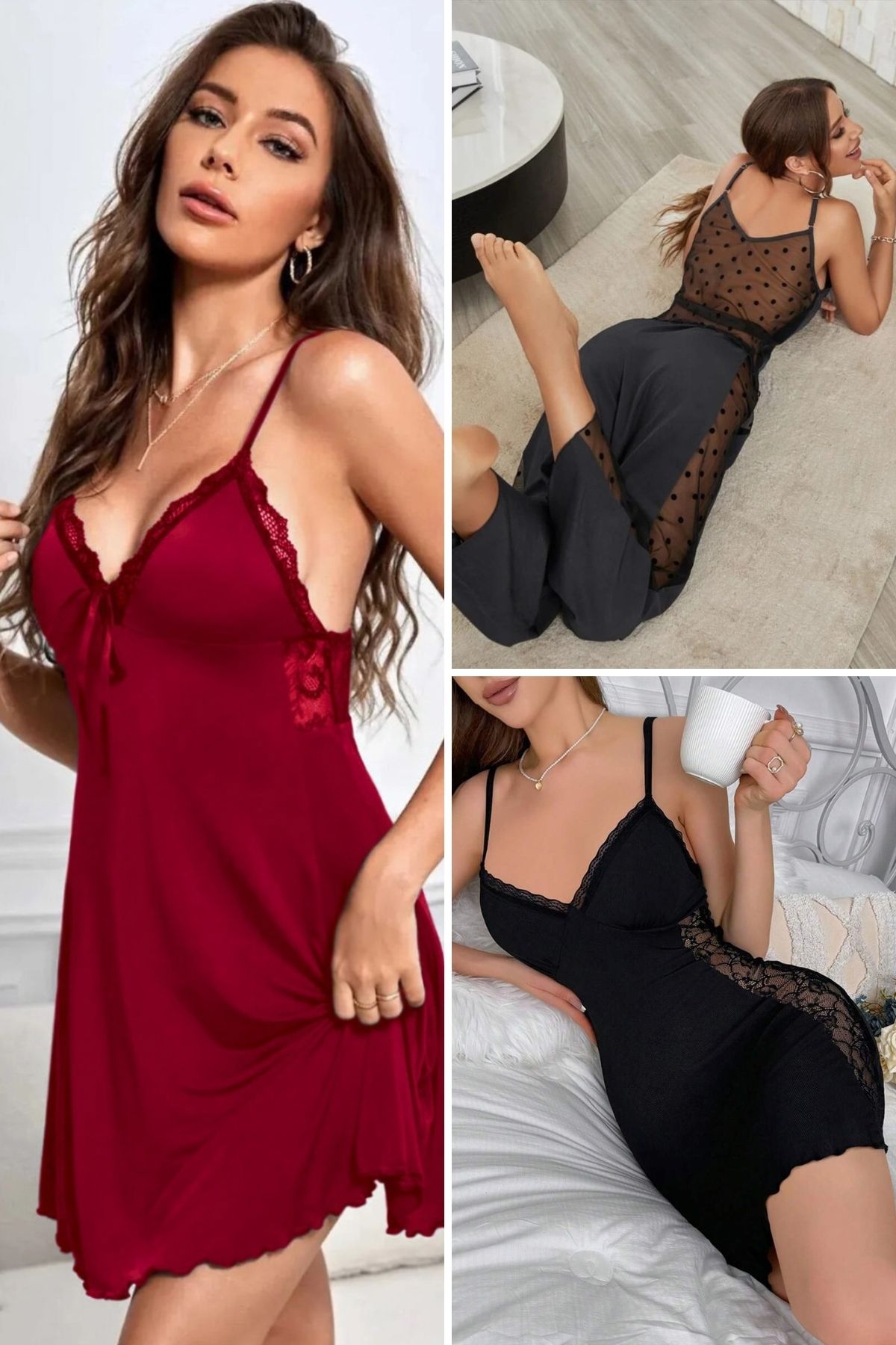 RasaHomeWear 3'Lü Kadın Pijama Takımı-Gecelik KP