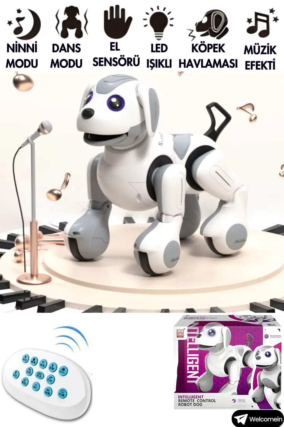 Oruç Oyuncak Oyuncak 2.4 GHz Full Fonksiyon Uzaktan Kumandalı Şarjlı El Sensörlü İnteraktif Akıllı Robot Köpek