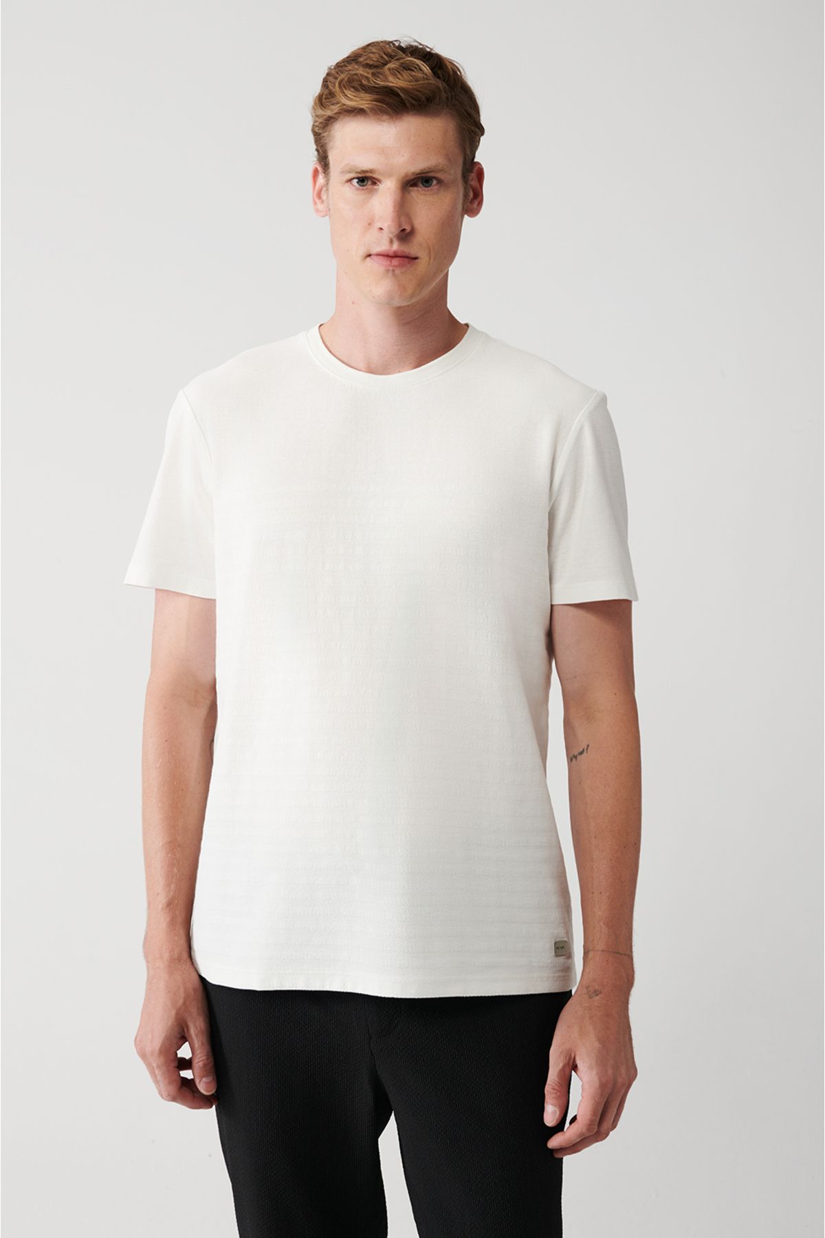 Avva Erkek Beyaz %100 Pamuk Bisiklet Yaka T-shirt A31y1057