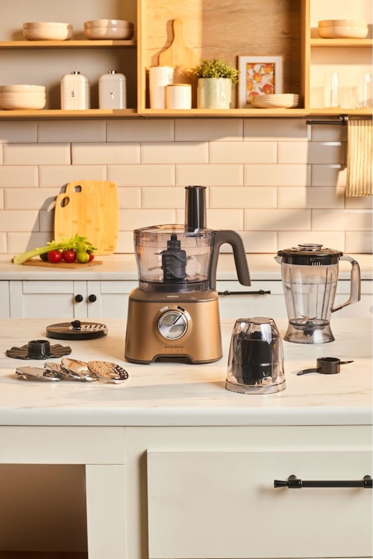 Karaca Mastermaid Power Multifunctional 10 in 1 Walnut Brown Mutfak Robotu 2000W