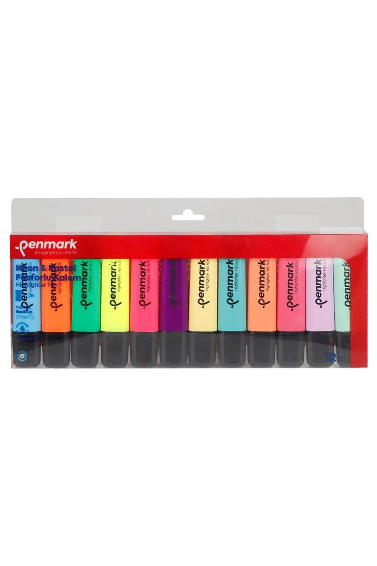 penmark Hs-505 12pn Fosforlu Kalem 6 6 Adet - Karışık Renk (NEON VE PASTEL)