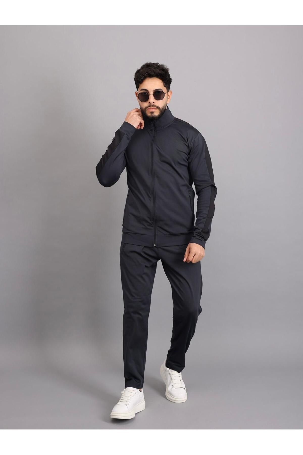 AİRDROP dalgıç kumaş polyester kol şeritli erkek eşofman takım