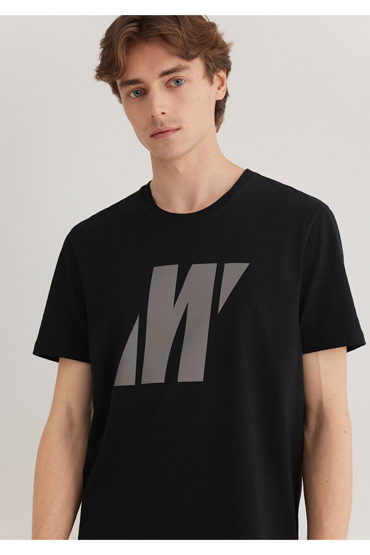 Mavi Pro Reflektör Logo Baskılı Siyah Tişört Slim Fit / Dar Kesim 066000-900