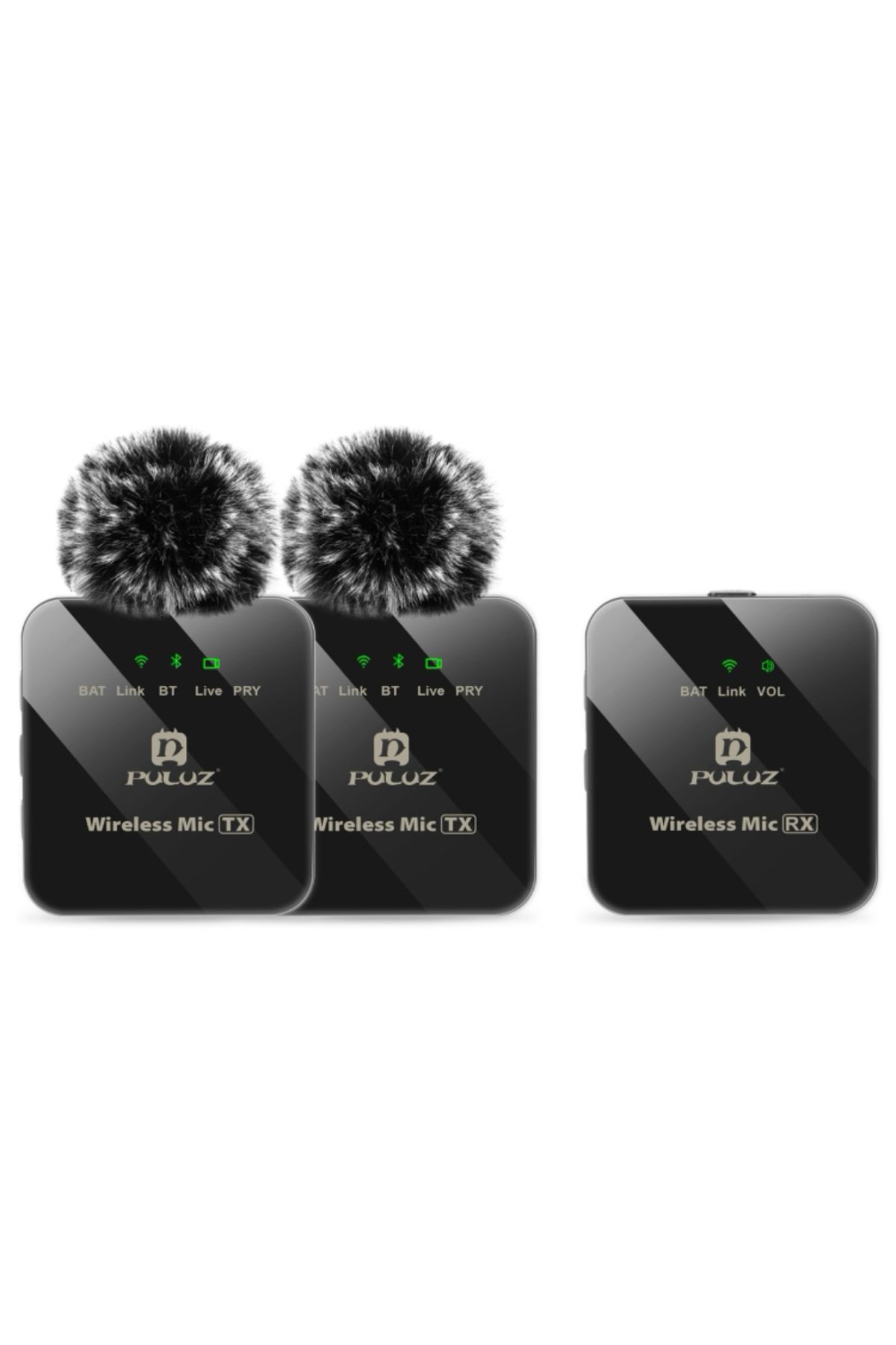 Maraz Kablosuz Yaka Mikrofonu PULUZ 2 TX + 1 RX