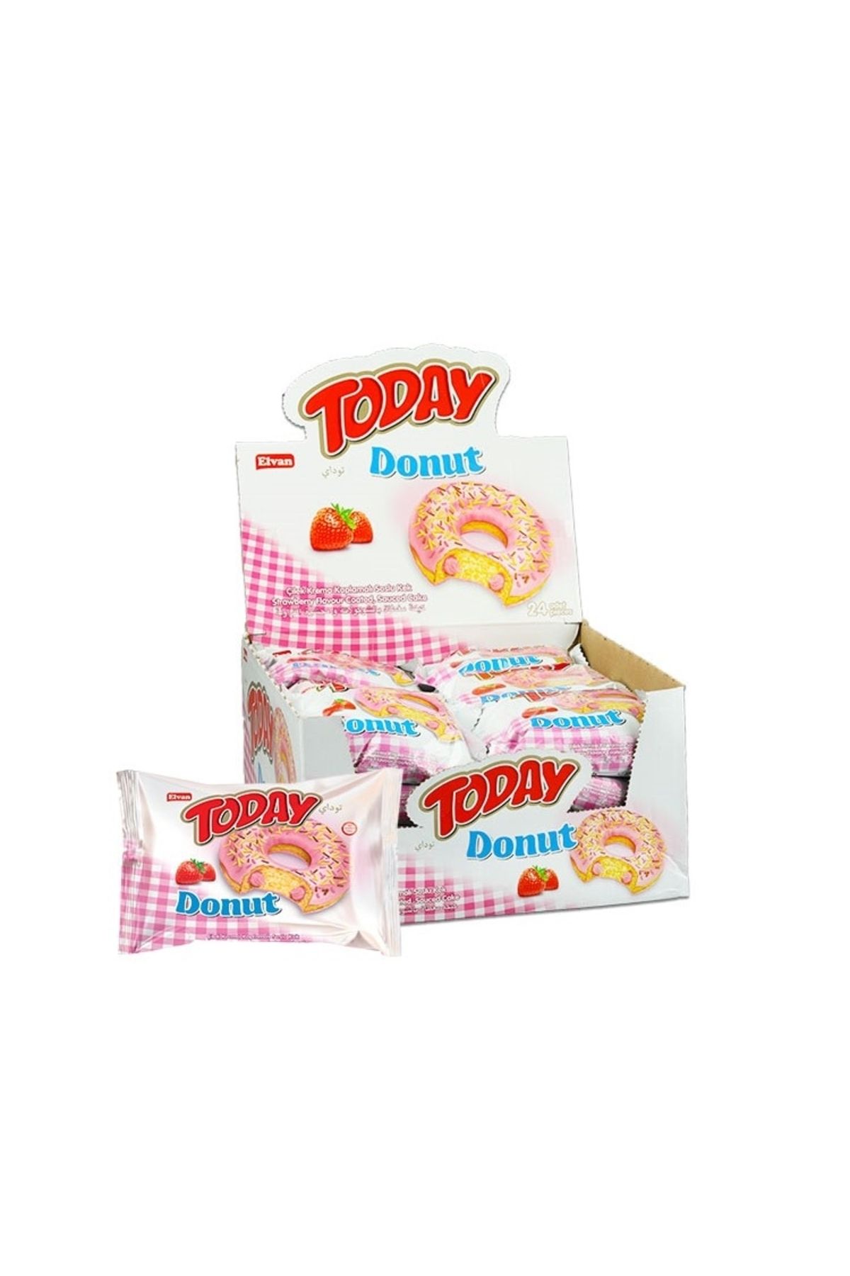 Elvan Today Donut Kek Çilekli 35 Gr. 24 Adet (1 KUTU)