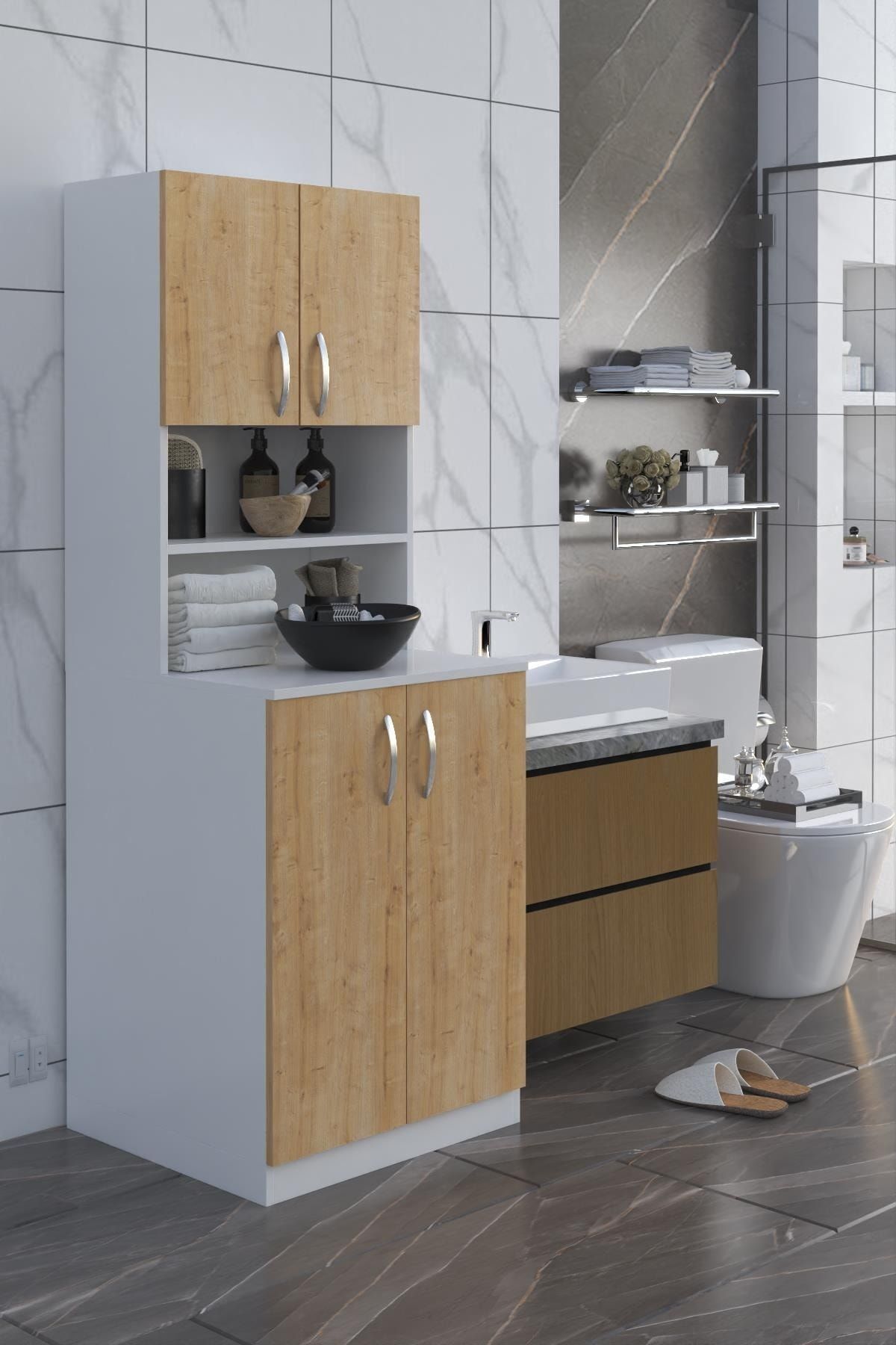 DEKORFİM Arya Çamaşır Makine Dolabı Banyo Dolabı