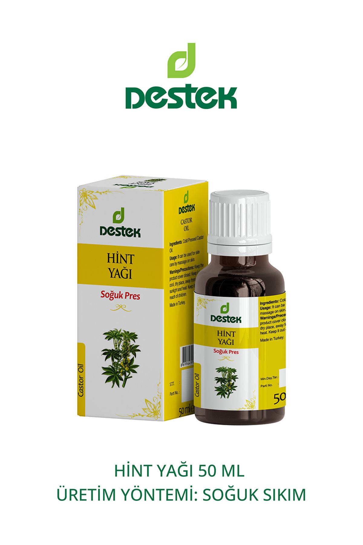 Destek Hint Yağı Soğuk Pres 50 ml