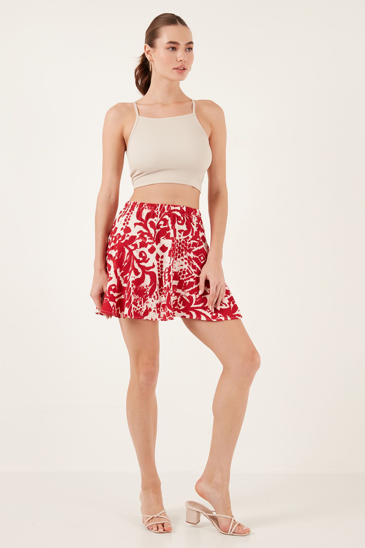 Lela Desenli Slim Fit Mini Şort Etek ŞORT ETEK 5869020