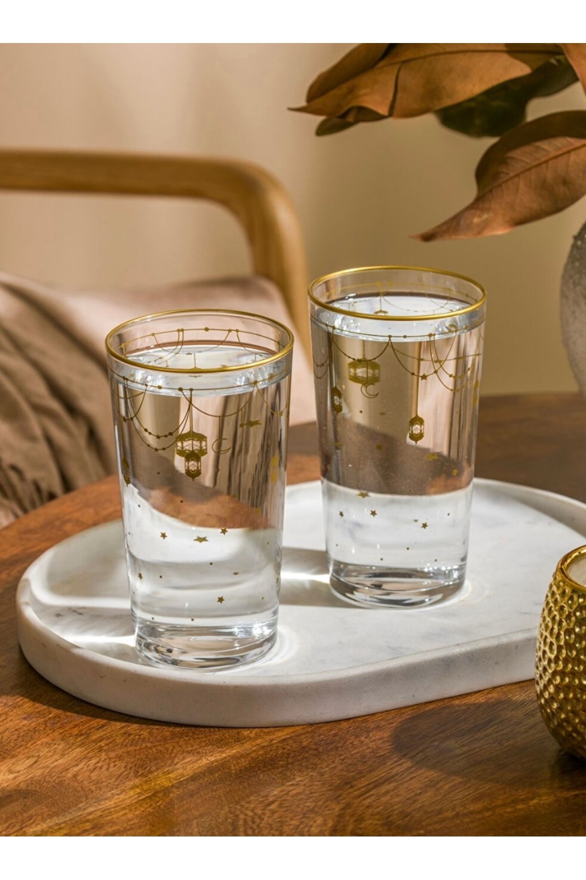 LC Waikiki LCW HOME Sari Baskılı Cam Su Bardağı Seti 2'li 570 ml