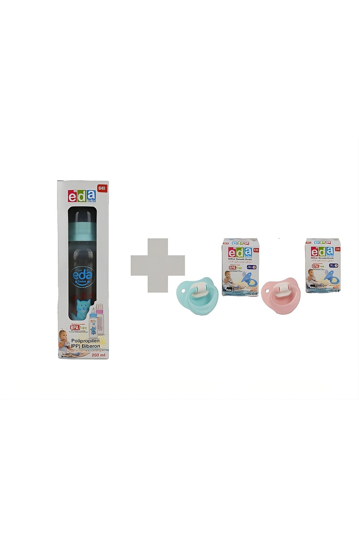 Eda 250 ml Biberon Ve 2 Adet No:3 Damaklı Emzik Ekonomik Paket