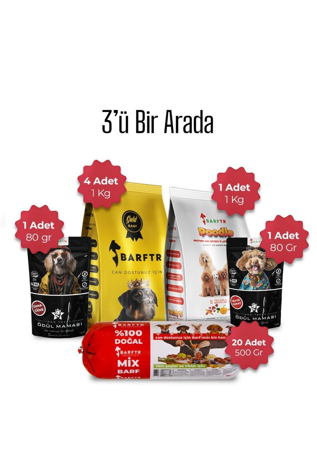 BARFTR 3'ü 1 Arada 20 Adet Mix Barf Salam Paket, 4 Adet Gold Barf, 1 Adet 3 Katlı Barf