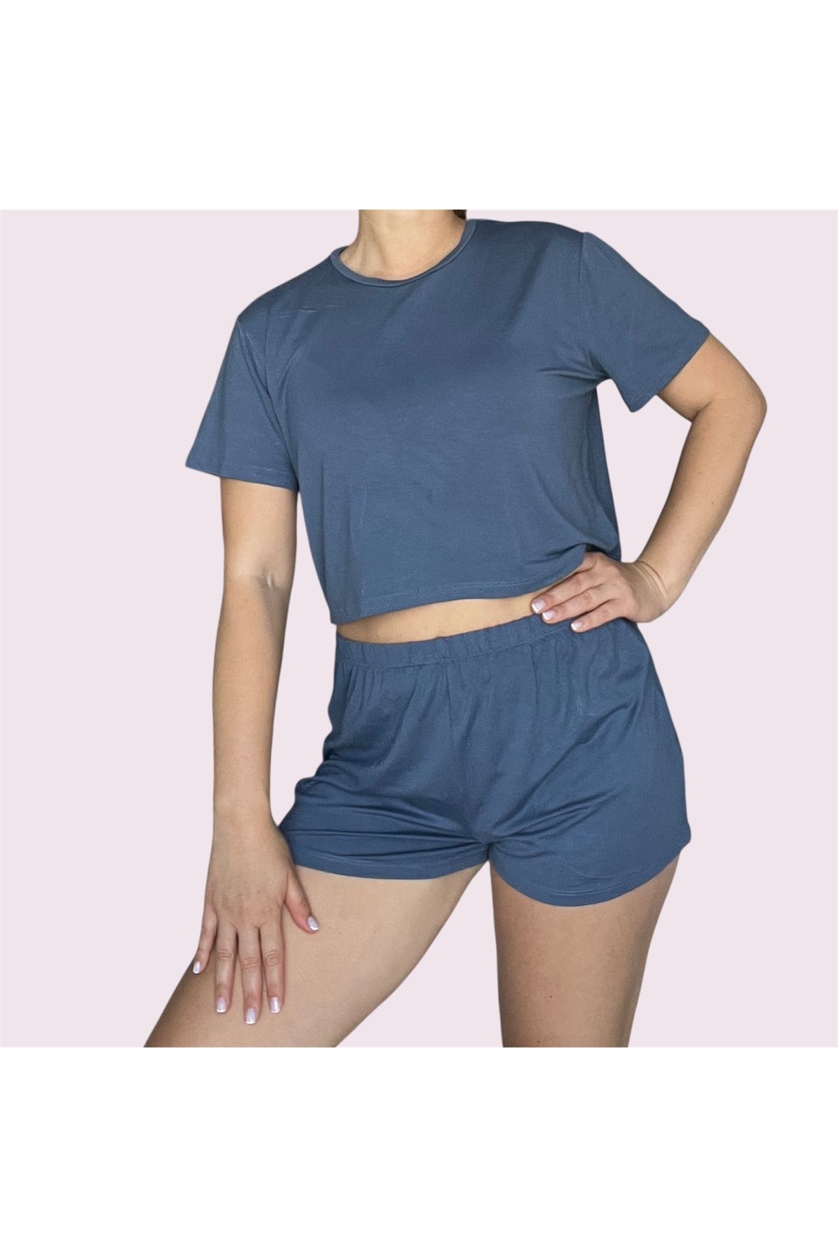 Merlot T-Shirt Şort Örme Pijama Takımı