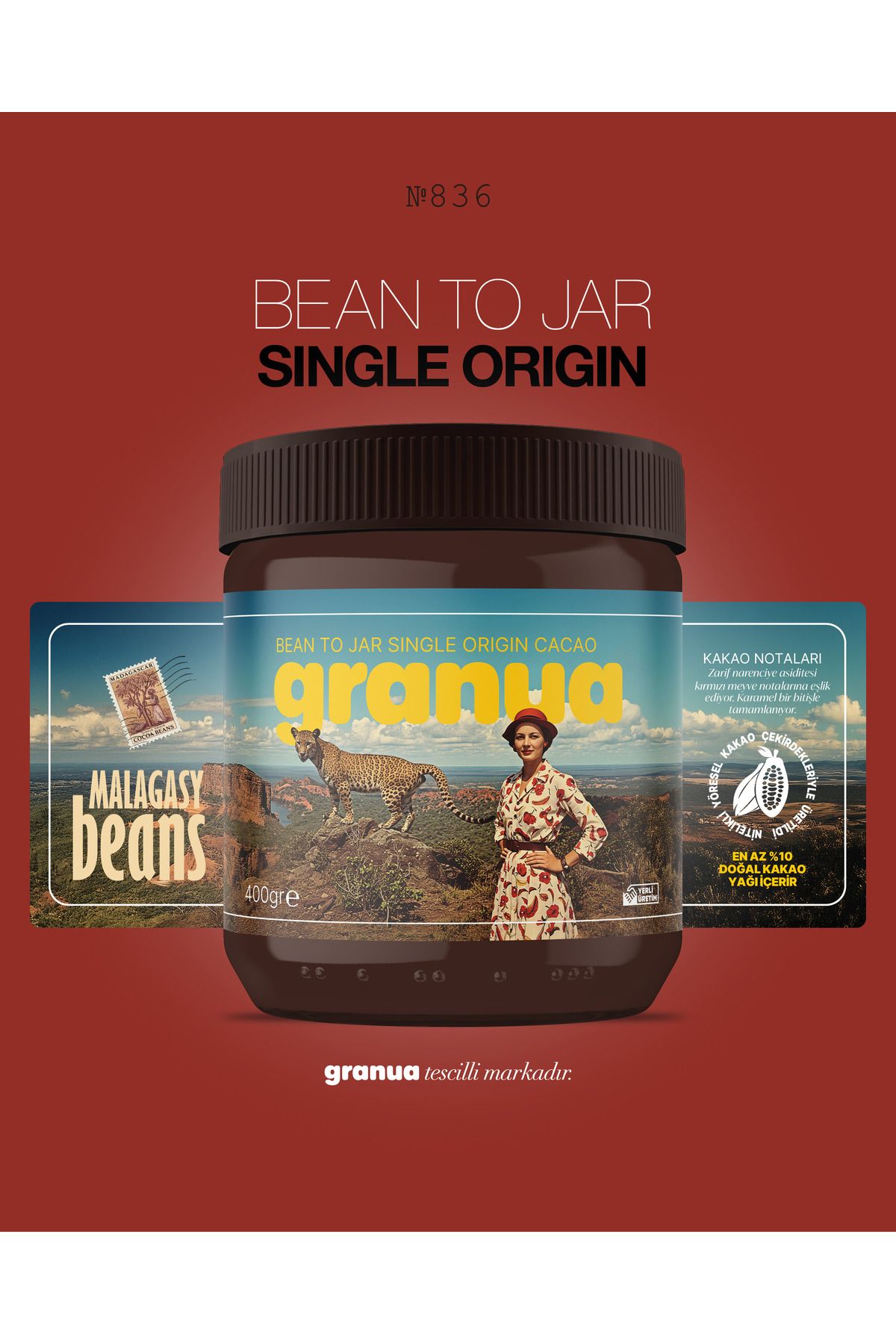 Granua Bean To Jar Serisi no. 836 | Single Origin Madagaskar Sambriano Vadisi - Sürülebilir Çikolata 400gr