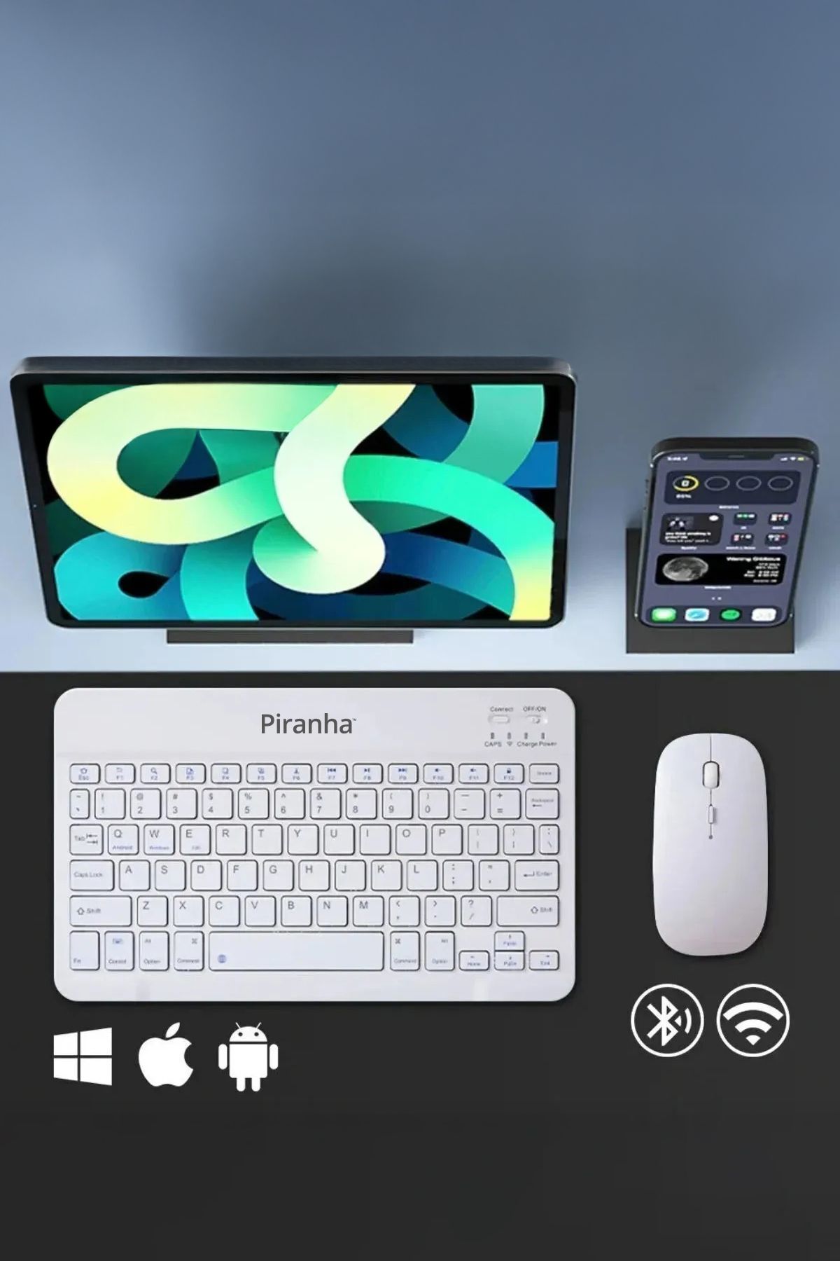 Piranha 2380 Bluetooth Kablosuz Türkçe Q Klavye ve Mouse Seti / Windows - macOS - Android