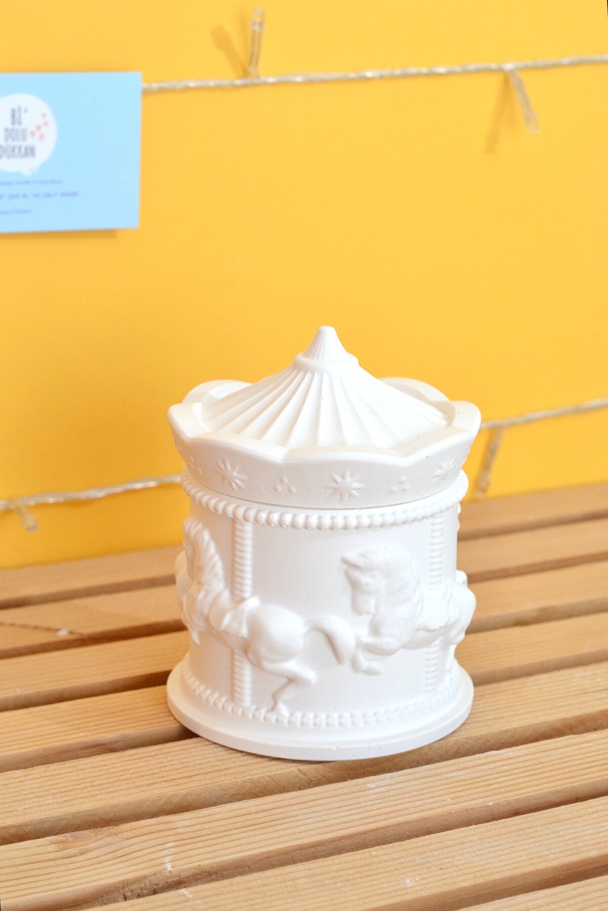 Bi' Dolu Dükkan Atlı Karınca Kutu | Beton Kutu Obje | Boyama Aksesuarı