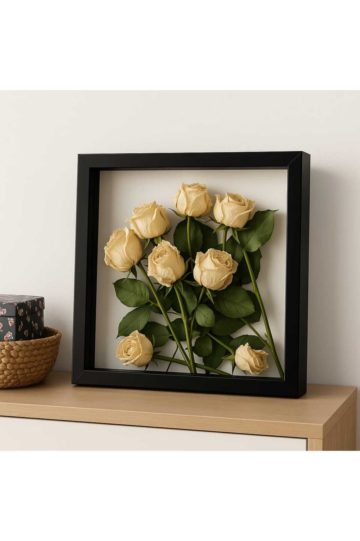 Verda Çerçeve 25x25 Cm Siyah Derin Anı Çerçevesi-6 Cm Derinlikli Anı Çerçevesi Gül Kutusu! Hkm Ticaret