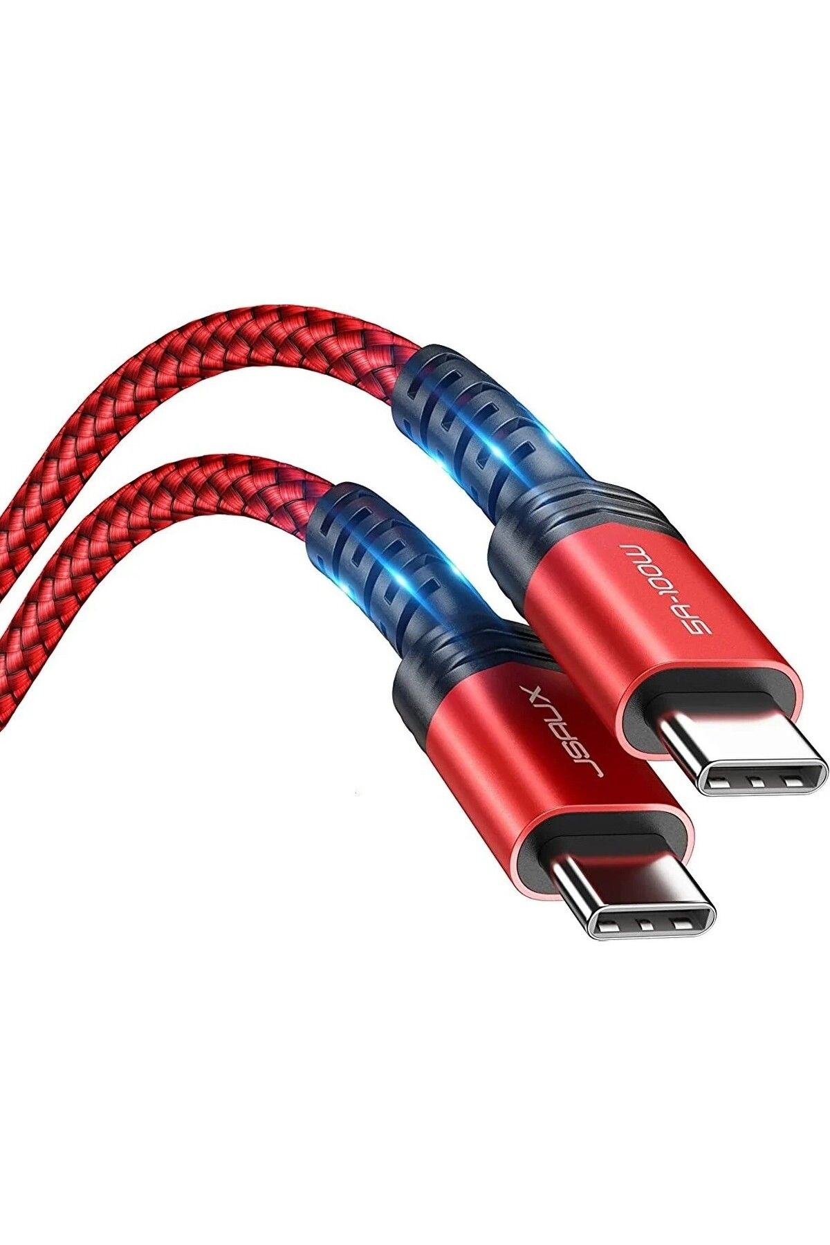jsaux 100w 2 Metre 5 Amper Süper Hızlı Type-c To Type-c Şarj Ve Data Kablosu - Kırmızı - Cc0020