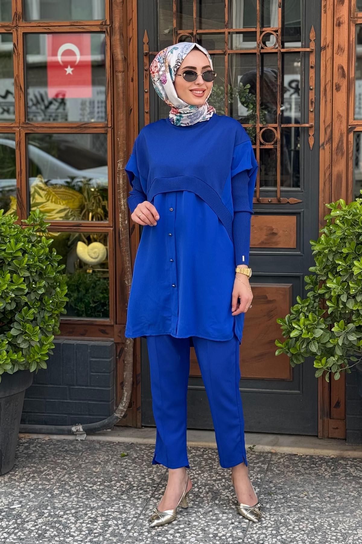 Invee İNVEE Tunik 6883 Saks Mavi