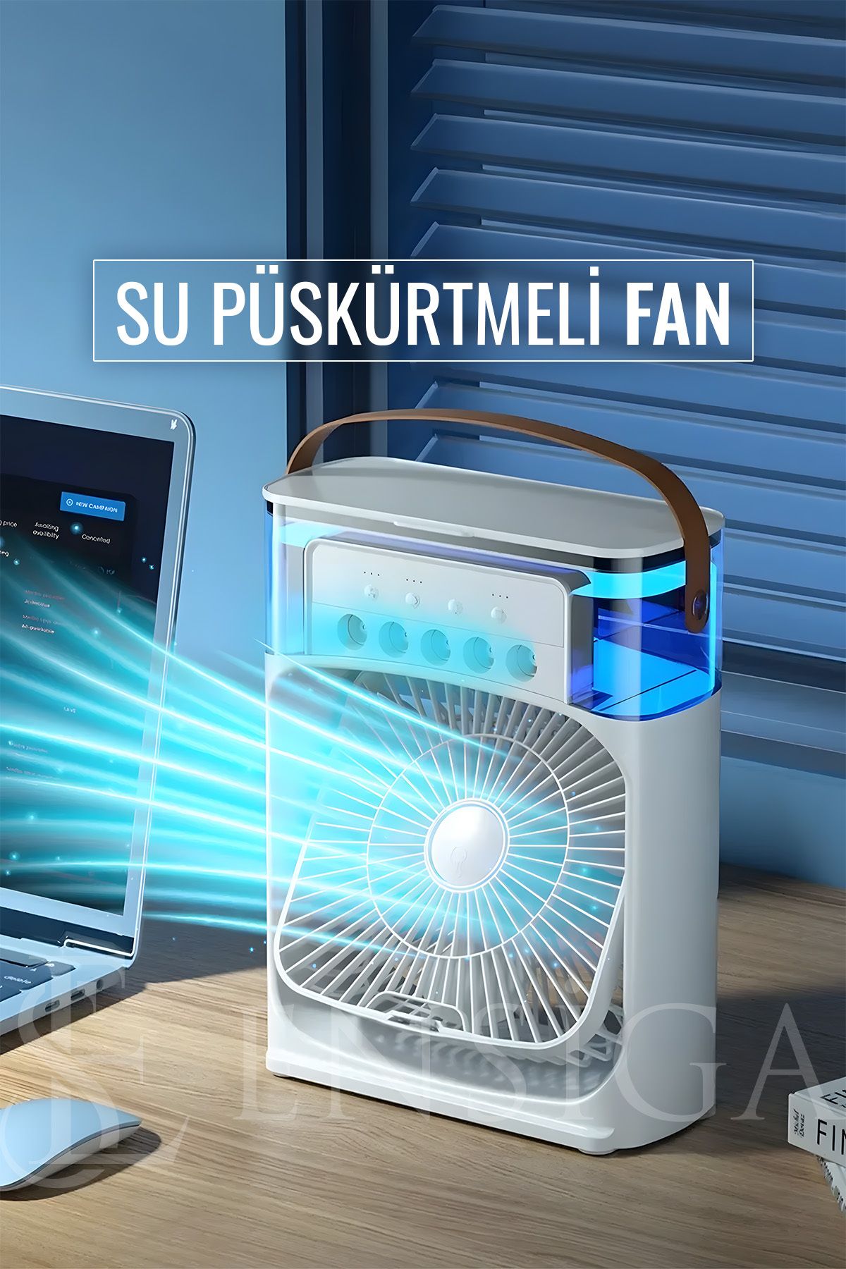 EN SİGA Kablolu Usb Hava Serinletici Su püskürtmeli Fan Süper Sessiz Hava Nemlendiricili Masa Fanı