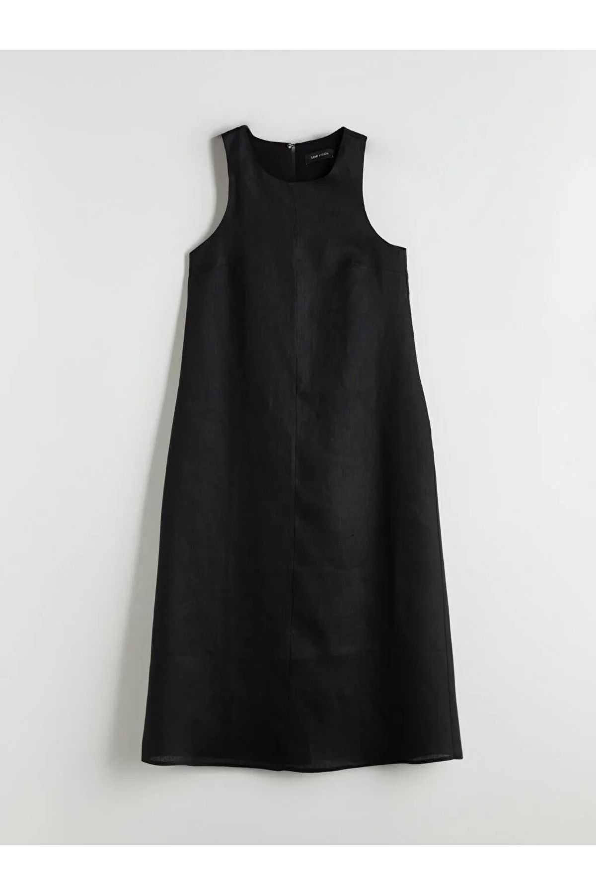 LC Waikiki LCW Vision Siyah Halter Yaka Keten Elbise