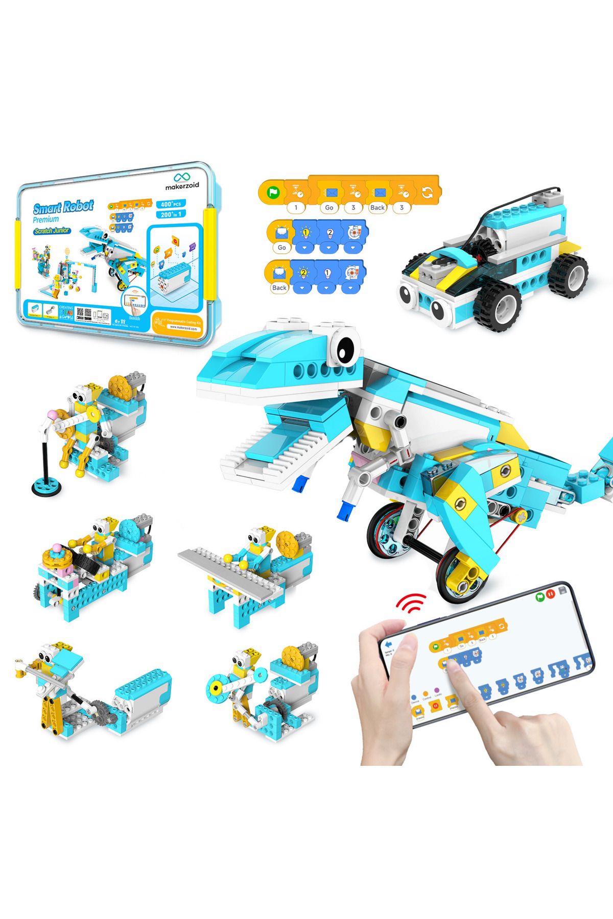 Luna Toys Makerzoid Robotik Kodlama Seti 200 Farklı Proje 410 Parça ios/android Uygulamalı Scratch Junior