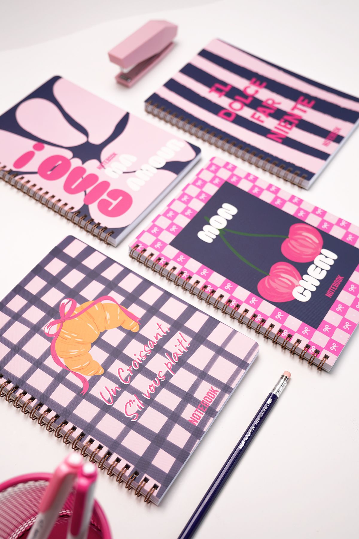 Matt Notebook A5 Spiralli Okul Defteri 80 yaprak 4'lü Set - Kareli