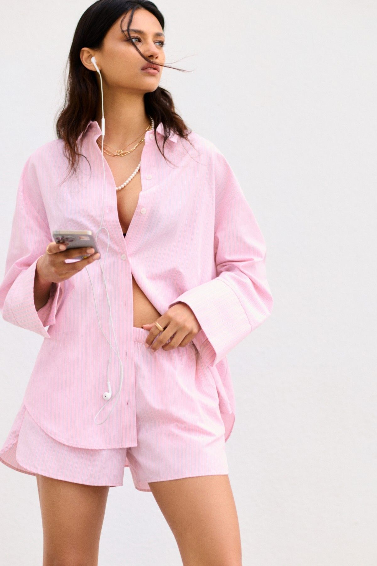 Pull & Bear Çizgili pijama şortu