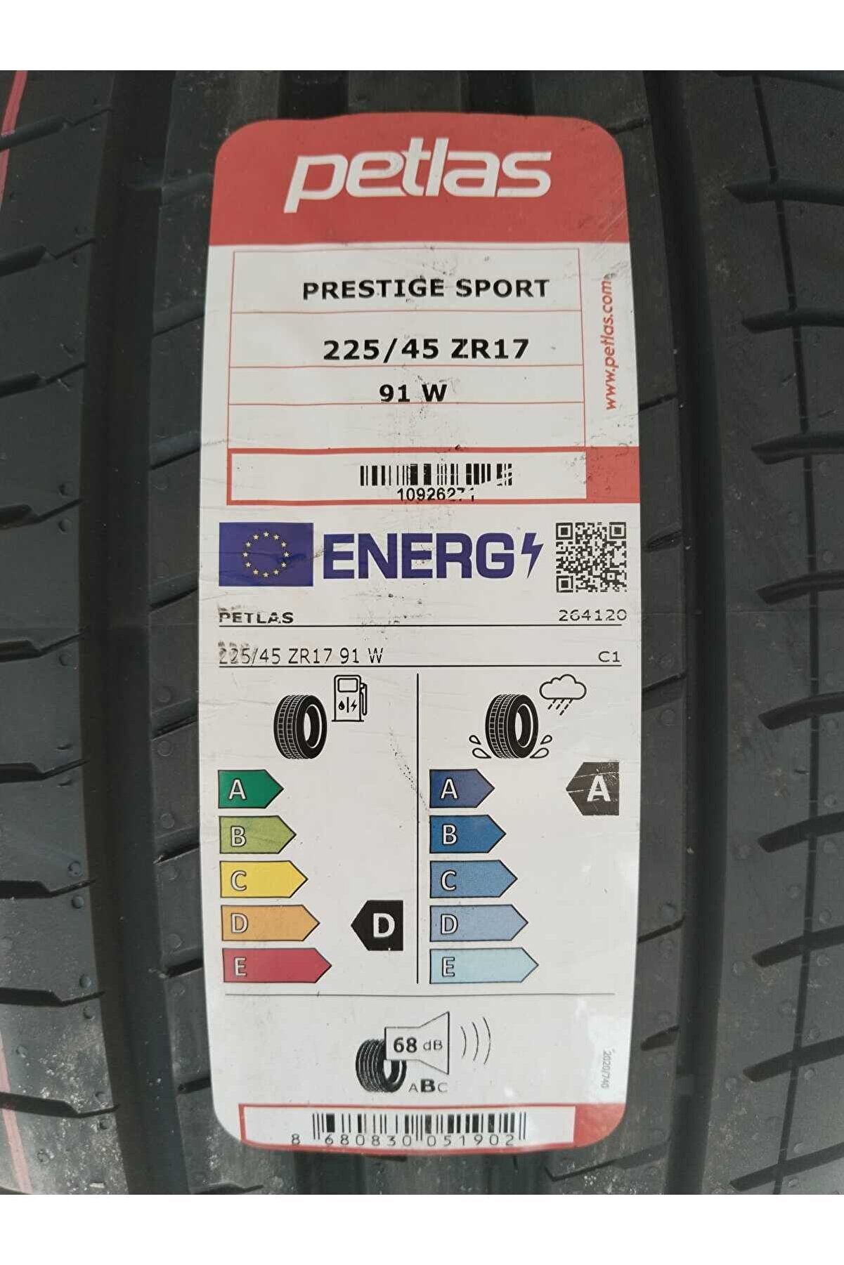 225/45 ZR17 TL 91W PRESTIGE SPORT PETLAS YAZ LASTİĞİ 2025 ÜRETİM