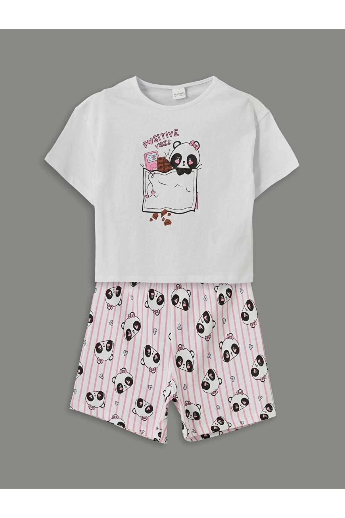 LC Waikiki Baskılı Kız Çocuk Şortlu Pijama Takım (S5)