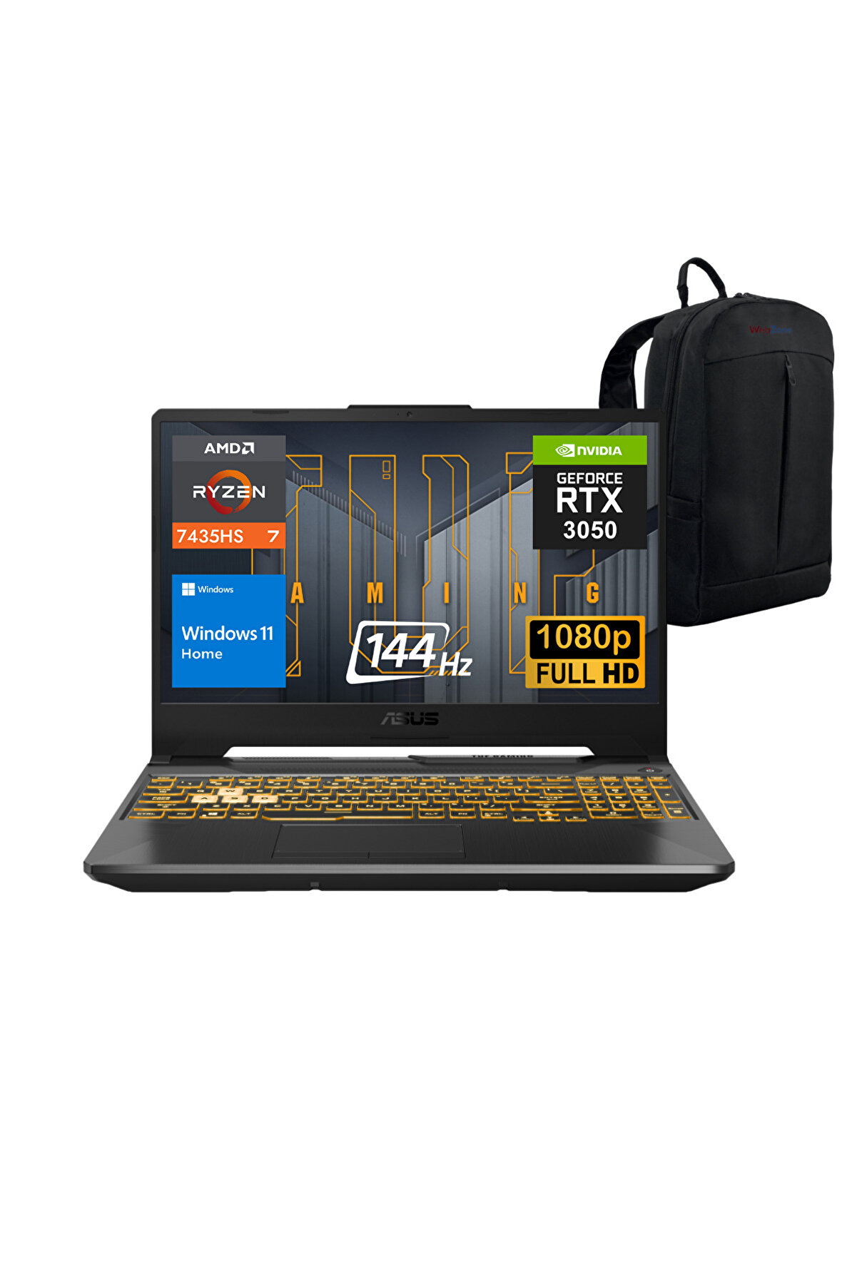 TUF A15 FA506NCRWZ2 R7 7435HS 16GB 1TB SSD RTX 3050 FHD 144Hz W11 Laptop - Webzone Çanta