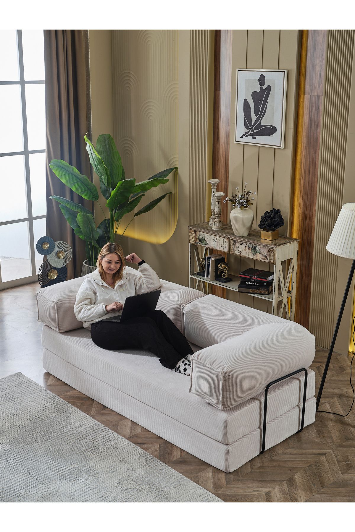Dekoport Relax Kanepe Yatak Olabilen Açılır Aktivite Koltuğu Özel Bondex Sünger 50 Dns