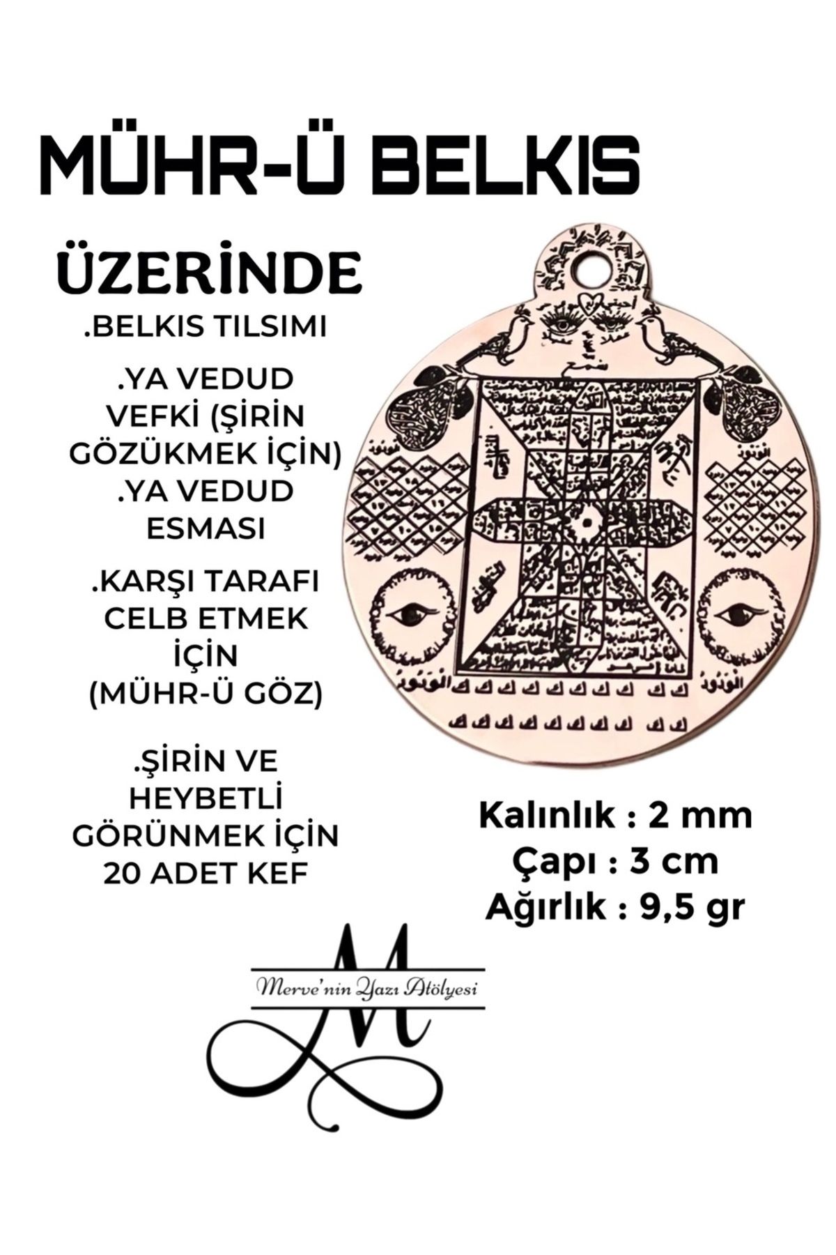 MerveninYaziAtolyesi Mührü Belkıs Bakır Kolye