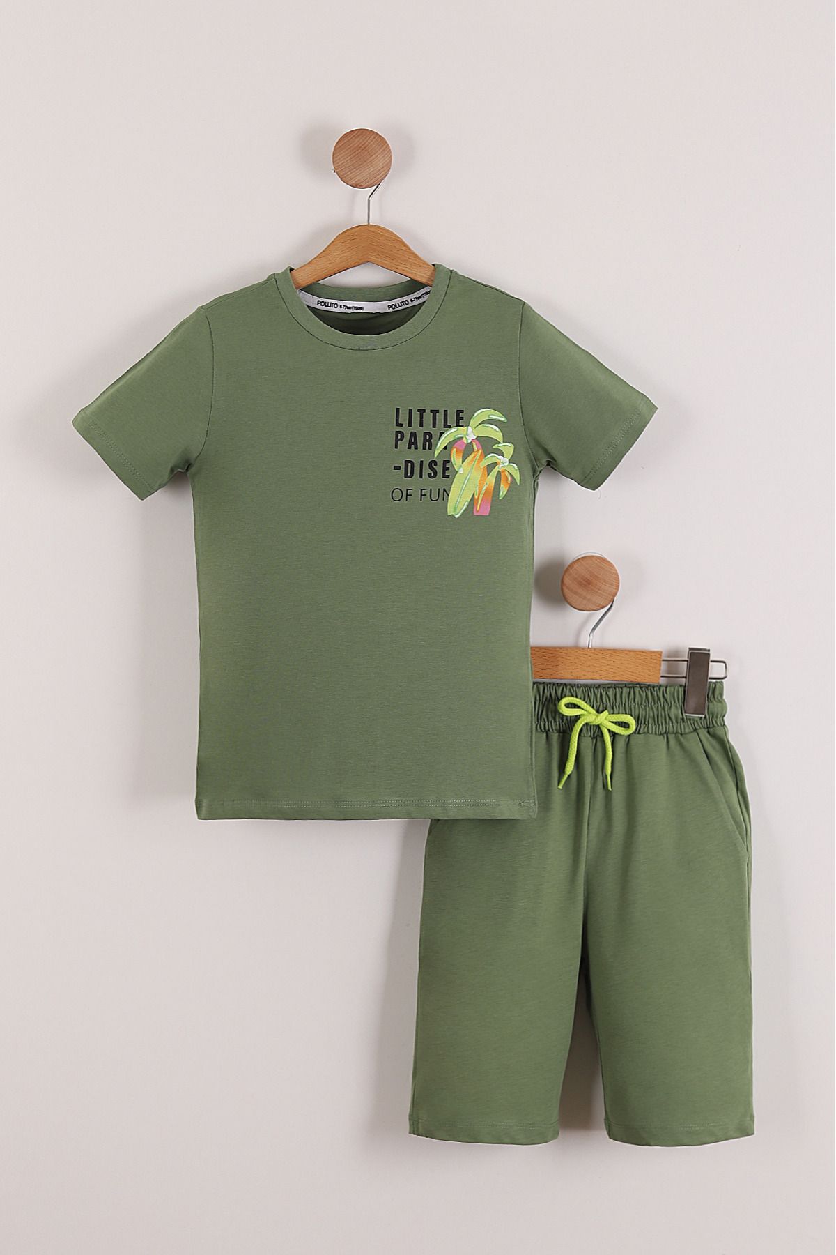 Pollito Erkek Çocuk Little Paradise Ön ve Arka Baskılı Tişört Şort 2'li Takım