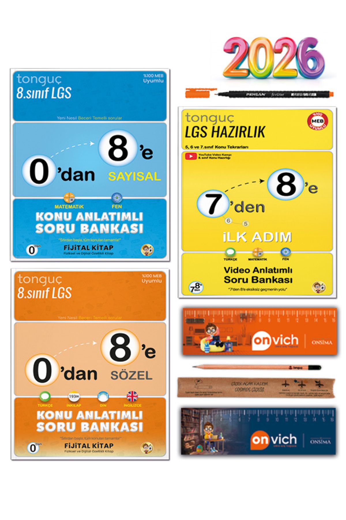 Tonguç Yayınları 8. Sınıf 7 den 8 e İlk Adım Hazırlık Seti - Konu Anlatımlı Soru Bankası Set 3 Kitap