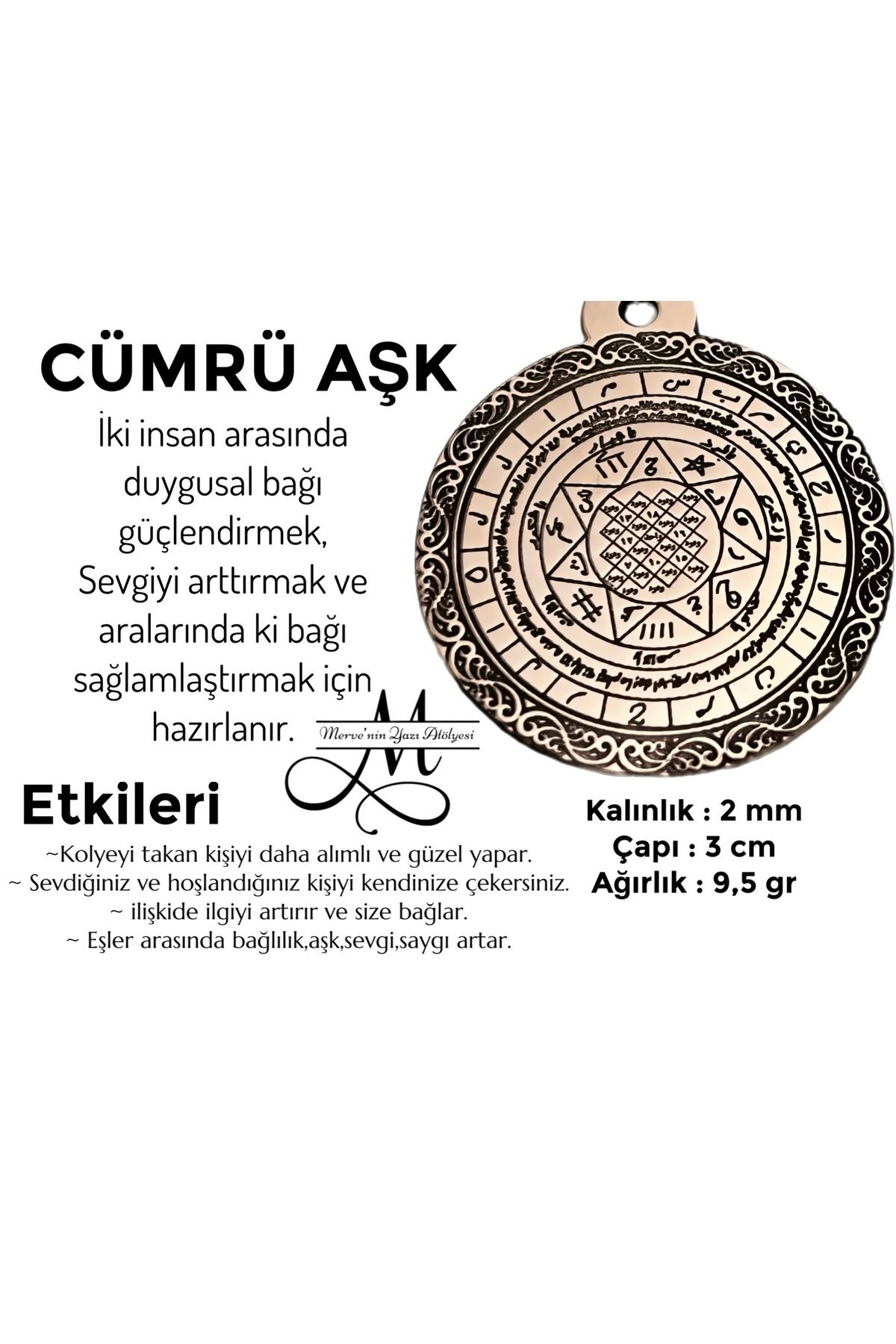 MerveninYaziAtolyesi Cümrü Aşk Tılsım Bakır Kolye