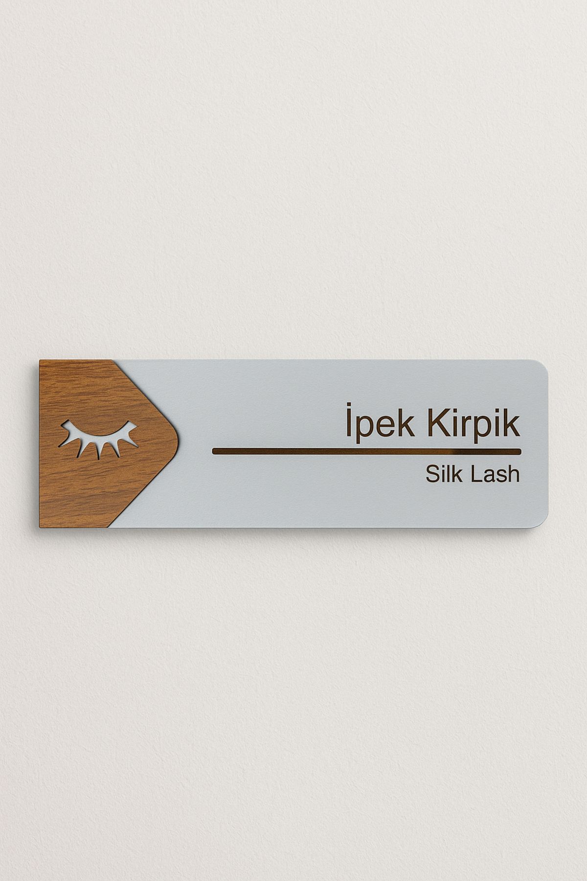 Lucena İpek Kirpik Ofis Oda Kapı İsimliği Yönlendirme Tabelası Levhası Kişiselleştirilebilir