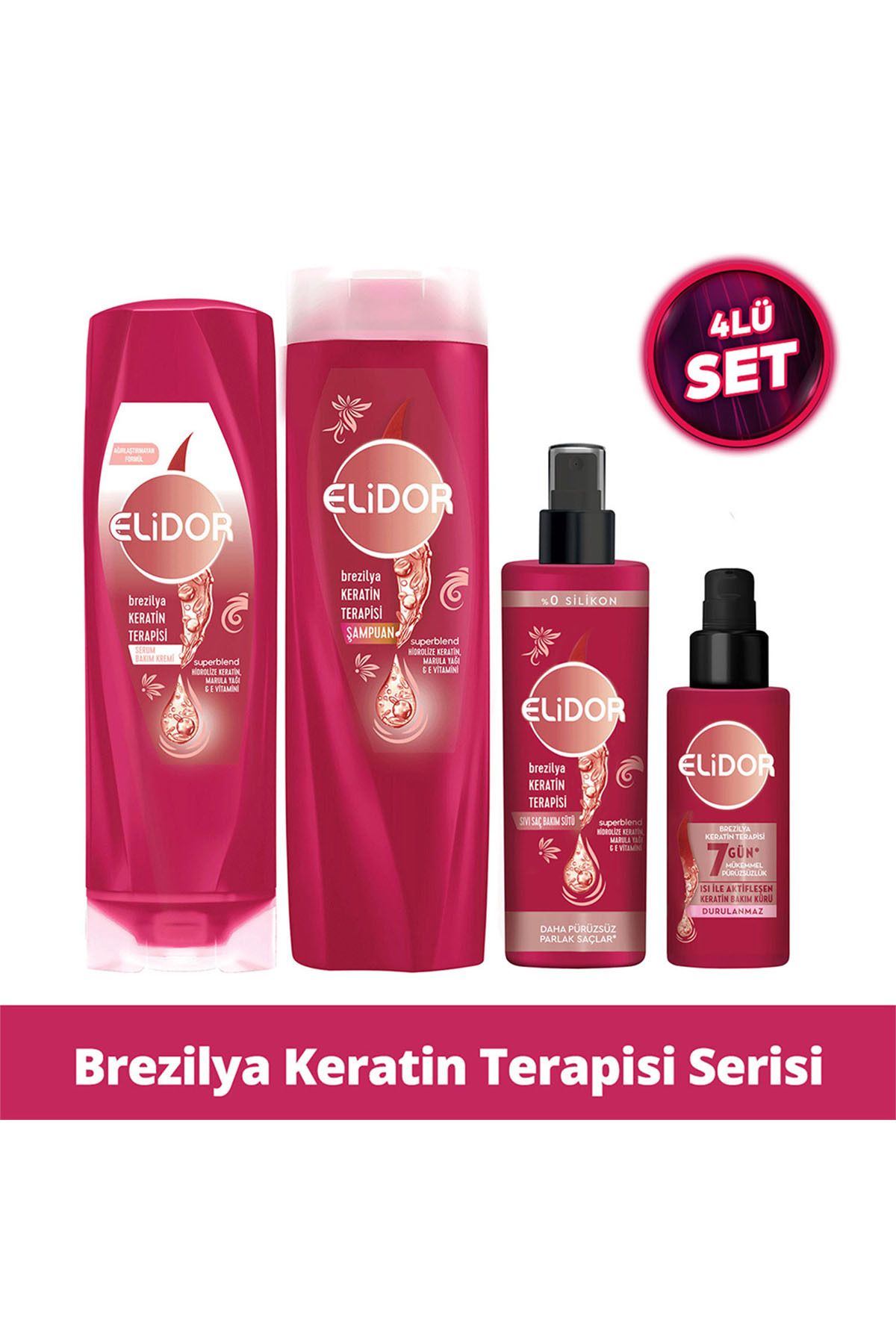 Elidor Brezilya Keratin Terapisi Saç Bakım Serisi 4'lü Set