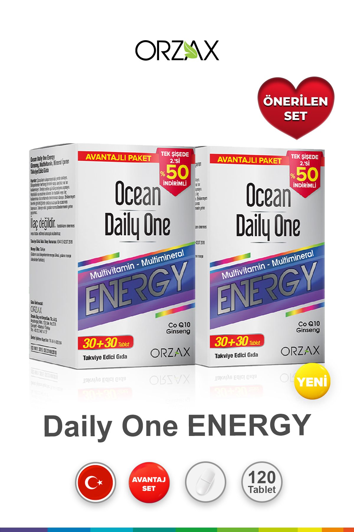 Orzax Ocean Daily One Energy 60 Tablet Tek Şişede 2.si %50 (2 adet)