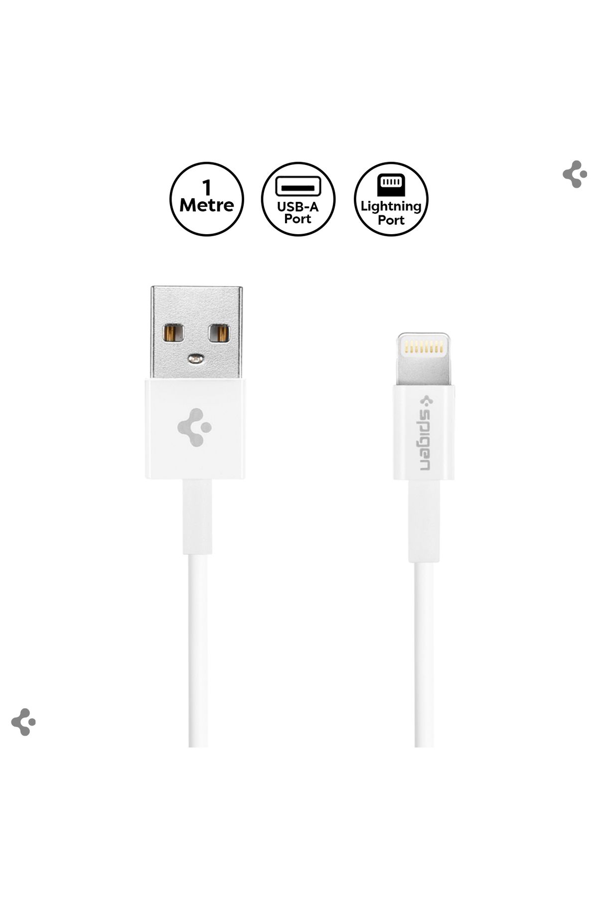Spigen Essential Lightning to USB-A (1 Metre) Şarj/Data Kablosu MFI Lisanslı C10LS White - SGP11575