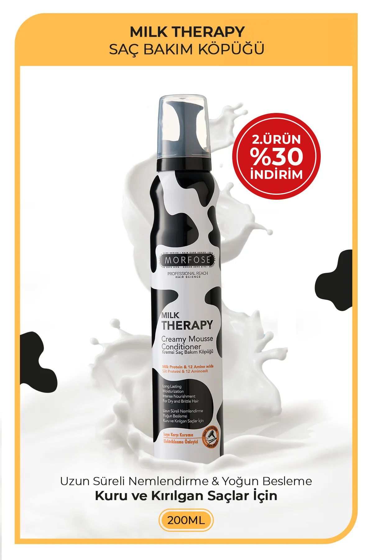Morfose Milk Therapy Saç Köpüğü 200 ml - Besleyici, Koruyucu Etki