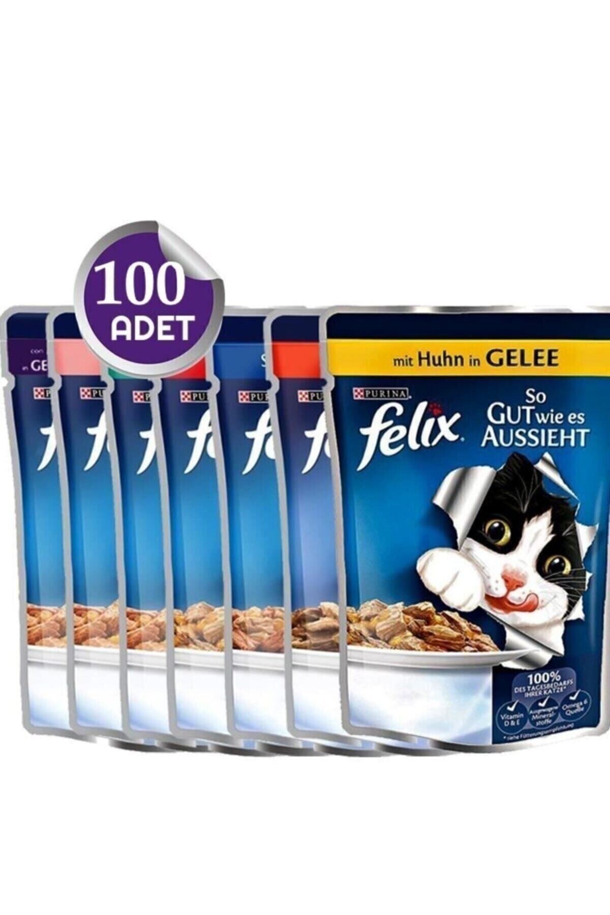 FELIX Kedi Konservesi Karışık (poşet) X 100 Adet X 85 Gr